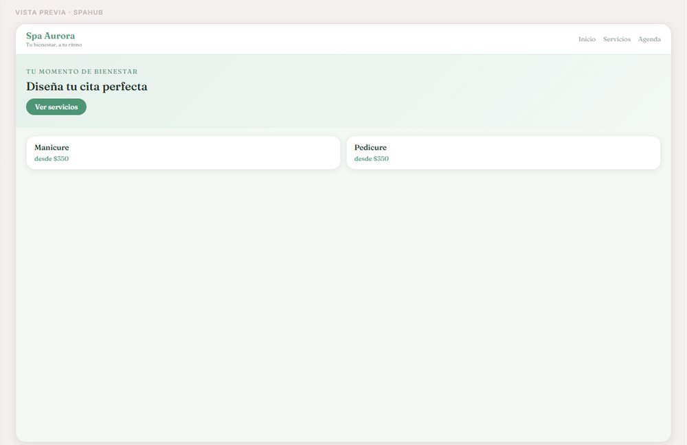Vista previa del portal de reservas con los colores y el nombre elegidos